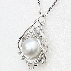 パール ペンダントトップ ダイヤ ネックレスペ...の詳細画像1