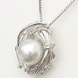 パール ペンダントトップ ダイヤ ネックレスペ...の詳細画像1