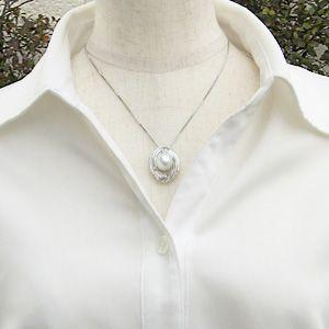 パール ペンダントトップ ダイヤ ネックレスペ...の詳細画像2