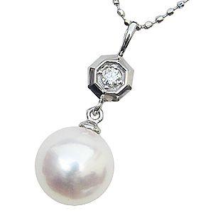 真珠パール ペンダント あこや本真珠 k18 ピンクゴールド ダイヤモンド