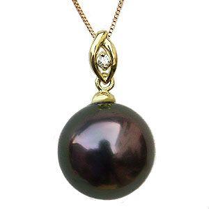 ブラックパール ペンダントトップ 黒真珠 10mm タヒチ黒蝶真珠