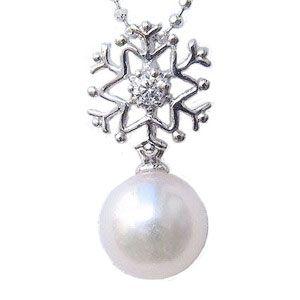 雪の結晶 ペンダントトップ 真珠 プラチナ ネックレスペンダント