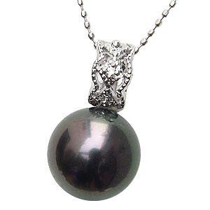 ブラックパール ペンダントトップ 黒真珠 10mm タヒチ黒蝶真珠
