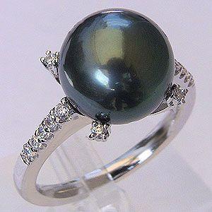 パール リング レディース 真珠リング 指輪 真珠 黒真珠 ブラック