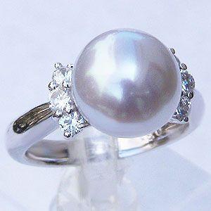 パール 指輪 真珠 リング 南洋白蝶 ダイヤモンド ピンクホワイト系