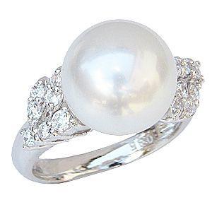 K18 ホワイトゴールド　パール　ダイヤ　リング　指輪 k18 パール リング 普段使い 真珠指輪 18k 18金 ホワイトゴールド