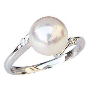 k18 パール リング 真珠指輪 18k 18金 ピンクゴールド ダイヤモンド