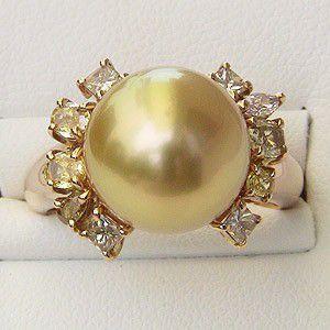 パールダイヤモンドリング パール 指輪 真珠 リング 南洋白蝶真珠 ダイヤモンド 0.82ct 12mm珠
