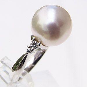 パール 指輪 真珠 リング 南洋白蝶 ダイヤモンド ピンクホワイト系