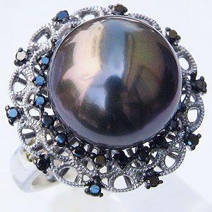 パール リング 指輪 ブラックパール 黒タヒチ黒蝶真珠 11mm