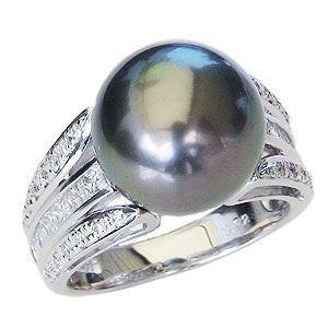 パール リング レディース 真珠リング 指輪 黒真珠18金 k18 ホワイト