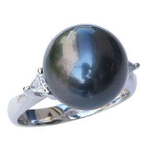 パール リング レディース 真珠リング 黒真珠 ブラックパール pt900 ダイヤモンド フォーマル...