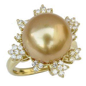 パール 指輪 真珠 リング ゴールデン 真珠指輪 南洋真珠 12mm