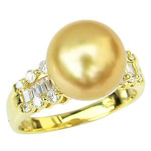 パール 指輪 真珠 リング ゴールデンパール 18金 k18 ゴールド 普段