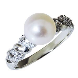 パール リング 普段使い 真珠指輪 プラチナ 本真珠 オーロラ花珠