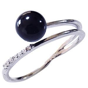 リング オニキス 黒メノウ 指輪 6mm k18 ホワイトゴールド