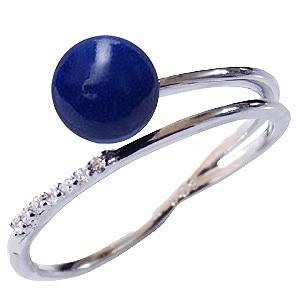 リング ラピスラズリ 瑠璃 指輪 6mm k18 ホワイトゴールド