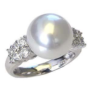 パール 指輪 真珠 リング 真珠 指輪 南洋白蝶真珠 t900 プラチナ 真珠
