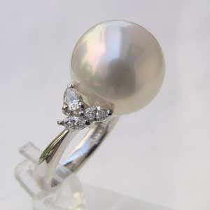 ダイヤ　パール　リング パール 指輪 真珠 リング 南洋白蝶 ダイヤモンド ピンクホワイト