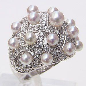 パールリング 普段使い パール リング k18 k18 18金 あこや真珠 ダイヤモンド ホワイトゴールド 3.5mm-4mm/4.5mm 冠婚葬祭 プレゼント ギフト 自分買い pu