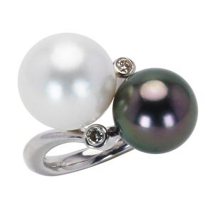 パール 指輪 真珠 リング 南洋白蝶 ダイヤモンド ピンクホワイト系