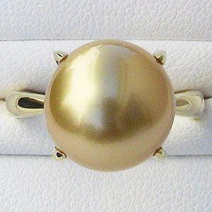 真珠 リング 真珠 指輪 パール 南洋真珠 ゴールデンパール k18 ゴールド 18金 イエローゴールド シンプル ゴールド 送料無料 プレゼント ご褒美 自分買い｜shinjunomori