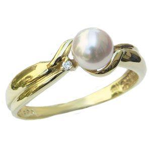 パール リング 普段使い k18 18k 18金 真珠指輪 本真珠 イエロー