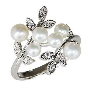 パールリング 普段使い パール リング k18 k18 18金 真珠 ダイヤモンド 