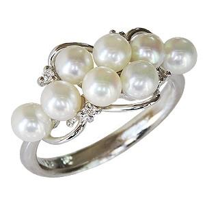 pt 本真珠　ダイヤ　リング パール リング 普段使い プラチナ pt950 真珠指輪 本真珠 ダイヤモンド