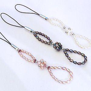 ストラップ 真珠 パール 淡水真珠 携帯ストラップ スワロフスキー 八の