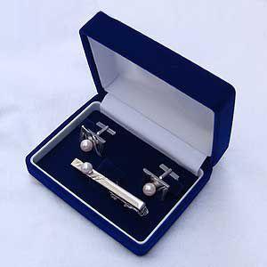 ネクタイ留 カフスセット用 ネイビー タイピン タイタック