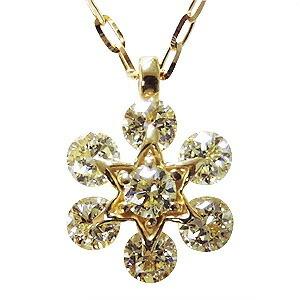 ネックレス 雪の結晶 ダイヤ ダイヤモンド 0.50ct k18 18k 18金 イエローゴールド ...