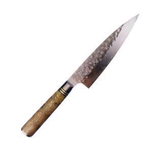 佐治武士作 銀嶺 VG10十字鎚目 ダマスカス鋼31層 ペティ包丁 135mm