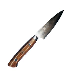 佐治武士作 銀嶺 VG10十字鎚目 ダマスカス鋼31層 ペティ包丁 135mm