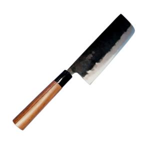 越前数馬作 手打本鍛造 黒打 白二鋼 菜切兼用・餅切包丁 180mm 越前数馬作 手打本鍛造 黒打 白二鋼 菜切兼用・餅切包丁 180mm