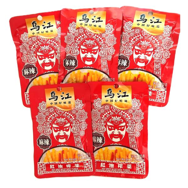 烏江搾菜　紅油搾菜 麻辣味 ザーサイ　味付け ザーサイスライ　80g　5個セット　ネコポス送料無料