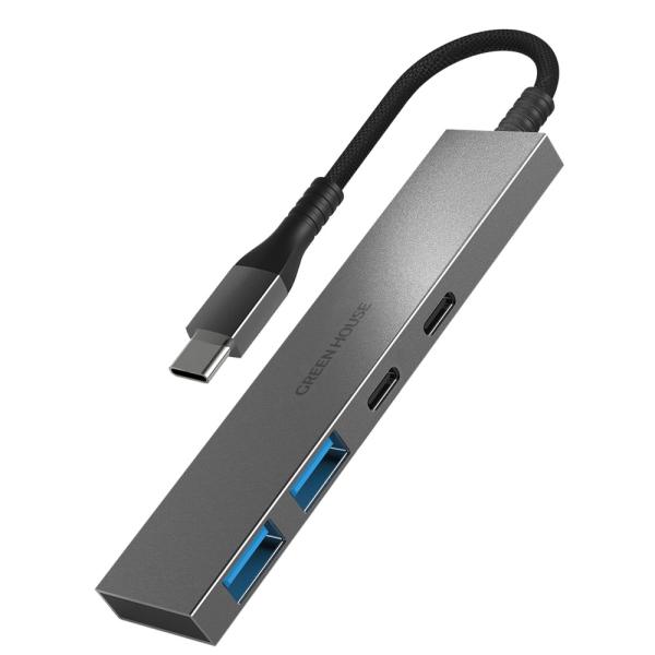 USBハブ USB 接続 4ポート Type-C x2 Type-A x2 アルミ 外付けHDD 充...
