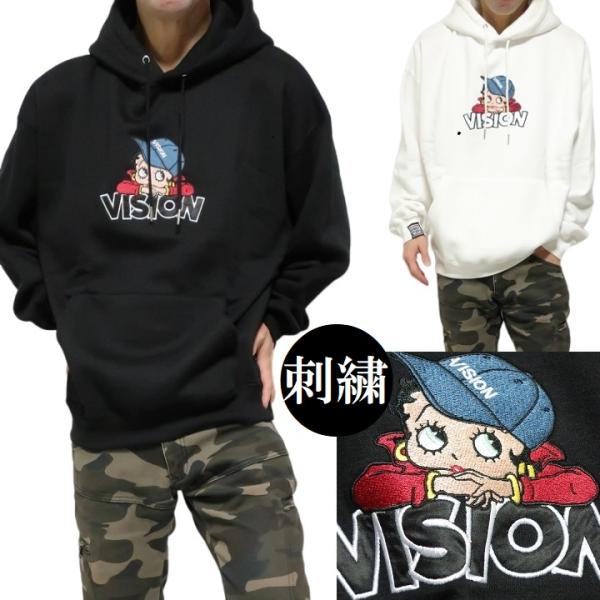 ベティーブープ ベティちゃん パーカー プルオーバー 裏起毛 刺繍 VISION/ヴィジョン コラボ...