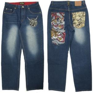インフィニティー 和柄 デニムパンツ 龍桜刺繍 INFINITY