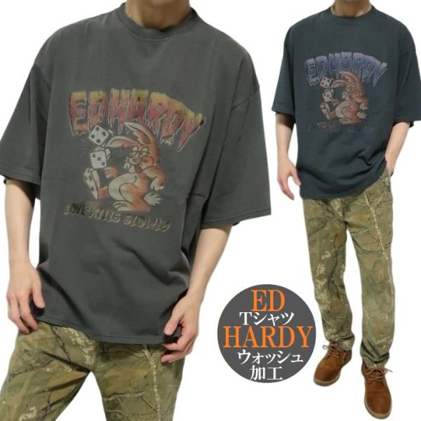 エドハーディー ed hardy Tシャツ 半袖 ラビット/ウサギ/兎 メンズ レディース tシャツ...