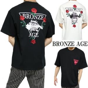 BRONZE AGE/ブロンズエイジ Tシャツ メンズ ローズ/薔薇/刺繍 半袖 ポケット ワイドサイズ/ビッグサイズ 正規ライセンス