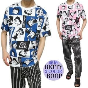 ベティーブープ ベティちゃん 服 グッズ 総柄 ベティ・ブープ Tシャツ メンズ  カットソー 半袖 betty boop M-XL｜shinkirohjacket