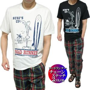 Tシャツ メンズ ルーニーテューンズ/ルーニー・テューンズ ロードランナー 刺繍/プリント サーフボード 半袖