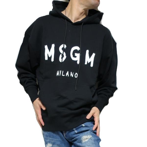 MSGM/エムエスジーエム パーカー/プルオーバー ロゴ メンズ 長袖 イタリア/ブランド ブラック...