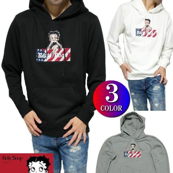 ベティーブープ パーカー メンズ 星条旗/刺繍 ワンポイント プルオーバー メンズファッション トッ...