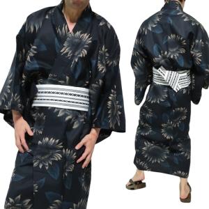 浴衣 メンズ ゆかた/帯/2点セット ひまわり...の詳細画像1