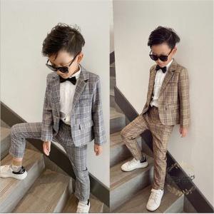 2021新作子供 男の子 フォーマル スーツ キッズスーツ  チェック柄スーツ ベビー服  3点セット おしゃれ 七五三 結婚式 入学式 卒業式 結婚式 誕生日  単品売り