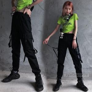 レディース カーゴパンツ ストリート風 個性的 ダンス