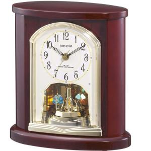 リズム 置き時計 電波 アナログ パルロワイエR681SR クリスタル 回転飾り付き 木 茶  RHYTHM 4RY