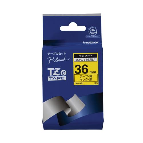 文字テープ TZe-661黄に黒文字 36mm ブラザー